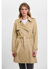Rino & Pelle Trenchcoat RINO & PELLE "KYONA", Damen, Gr. 40, braun (pale camel), Web, Obermaterial: 94% Polyester, 6% Elasthan, unifarben, gerade ca. Mitte Oberschenkel, V-Ausschnitt, mit Riegel, M&auml;ntel Trenchcoat, mit Reverskragen und Bindeg&uuml;rtel