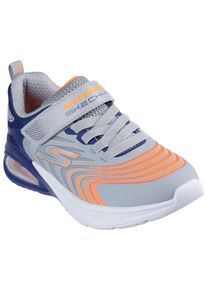Sneaker Skechers "MICROSPEC MAX ADVANCE", Jungen, Gr. 32, bunt (grau, navy, orange), Lederimitat, Textil, kontrastfarbene Details, Schuhe Sneaker, Freizeitschuh mit Klettverschluss, Gr&ouml;&szlig;enschablone zum Download