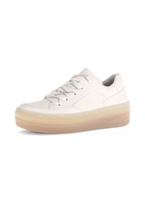 Plateausneaker Gabor, Damen, Gr. 40, wei&szlig; (sanftes wei&szlig;), Nappaleder, unifarben, Schuhe Plateausneaker, Freizeitschuh, Halbschuh, Schn&uuml;rer mit transparter Laufsohle