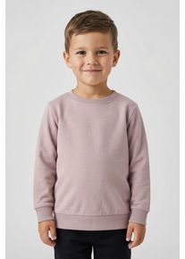 Sweatshirt name it "NMNSELI LS SWE BRU NOOS", M&auml;dchen, Gr. 110, lila (burnished lila), angeraute Sweatware, Obermaterial: 60% Baumwolle, 40% Polyester, unifarben, relaxed fit h&uuml;ftbedeckend, Rundhals, Rippb&uuml;ndchen, Sweatshirts Sweatshirt