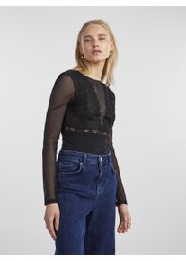 Body Pieces "PCSICCA LS BODYSTOCKING NOOS", Damen, Gr. XS (34), N-Gr, schwarz, Obermaterial: 85% Polyamid, 15% Elasthan, leicht durchscheinend, unifarben, Rundhals, Bodys Body