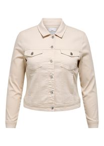 Jeansjacke Only CARMAKOMA "CARWESPA COLOUR DENIM JACKET DNM", Damen, Gr. 44, ecru, Web, Obermaterial: 79% Baumwolle, 20% Polyester, 1% Elasthan, unifarben, regular fit normal, Jacken Jeansjacke