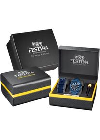 Chronograph Festina "Chrono Bike 2025 Special Edition", blau, Armbanduhren, Herren, Chronograph, Quarzuhr, Armbanduhr, Herrenuhr, Edelstahlarmband