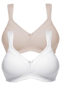 B&uuml;gelloser BH SuSa "2er Pack BH ohne B&uuml;gel Topsy", Damen, Gr. 100, Cup A, bunt (wei&szlig; cappuccino), Stoff, Obermaterial: 83% Polyester PES. 17% Elasthan EL., BHs B&uuml;gelloser BH