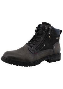 Schn&uuml;rboots Mustang Shoes "Marcas", Herren, Gr. 44, grau, Lederimitat, used, Basic, Schuhe Schn&uuml;rboots, Business Stiefel, Boots mit Textilfutter