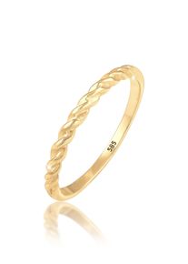 Silberring Elli Premium "Ring Bandring gedreht 585 Gelbgold" Gr. 58, gold, Fingerringe, Damen, 58, Gelbgold 585, Silberring