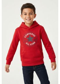 Kapuzensweatshirt Converse "f&uuml;r Kinder", Jungen, Gr. 134/140, rot (university rot), Sweatware, Obermaterial: 60% Baumwolle, 40% Polyester, bedruckt, unifarben, eingesetzt B&uuml;ndchen krempelbar, Sweatshirts Kapuzensweatshirt, f&uuml;r Kinder