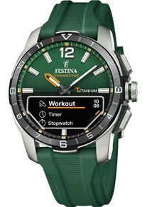 Smartwatch Festina "Connected D", gr&uuml;n, Smartwatches, Herren, Smartwatch, Quarzuhr, Armbanduhr, Herrenuhr, Schrittz&auml;hler, Weltzeit, Stoppfunkt.