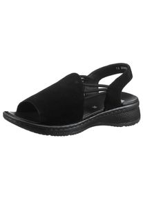 Riemchensandale Ara "HAWAII", Damen, Gr. 36, schwarz, Veloursleder, unifarben, Schuhe Riemchensandale, Sommerschuh, Sandalette, Keilabsatz, mit Stretch-B&auml;nder, G-Weite