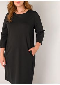 Etuikleid Base Level Curvy "Addy", Damen, Gr. 50, N-Gr, schwarz, Rippware, Obermaterial: 65% Viskose, 30% Polyamid, 5% Elasthan, unifarben, Basic, k&ouml;rpernah kniebedeckend, Rundhals, Kleider Etuikleid, in formstabilem Viskosemix