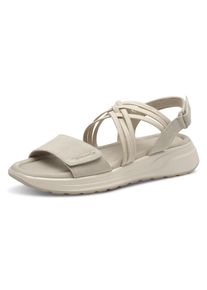 Keilsandalette Tamaris, Damen, Gr. 41, grau, Lederimitat, Textil, Schuhe Keilsandalette, Plateau, Bequemschuh, Sandale mit elastischen, &uuml;berkreuzten Riemchen