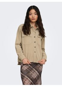 Cordjacke Only "ONLAMAZING L/S CORD SHACKET PNT", Damen, Gr. L, humus, Cord, Obermaterial: 100% Baumwolle, unifarben, Po-bedeckend, Jacken Cordjacke