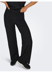 Loungehose Only Play "ONPSEREN HW RIB STR PNT NOOS", Damen, Gr. XS (34), N-Gr, schwarz, Jersey, Obermaterial: 65% Polyester, 30% Viskose, 5% Elasthan, unifarben, loose fit normal, Hosen Loungehose