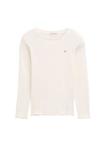 Langarmshirt Tom Tailor, M&auml;dchen, Gr. 116/122, wei&szlig; (wool wei&szlig;), Jersey, Obermaterial: 93% Baumwolle, 7% Elasthan, Rundhals, Shirts Langarmshirt