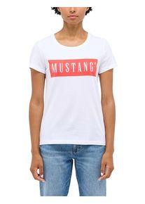 Kurzarmshirt Mustang "Damen Style Alma", Damen, Gr. S, wei&szlig;, Jersey, 100% Baumwolle, Rundhals, Shirts Kurzarmshirt