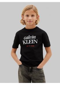 T-Shirt Calvin Klein Jeans "LOGO T-SHIRT", M&auml;dchen, Gr. 16 (176), schwarz, Single Jersey, Obermaterial: 100% Baumwolle, unifarben, regular fit normal, Rundhals, eingesetzt abgesteppte Kante, Shirts T-Shirt, Regular fit f&uuml;r Kinder, mit Logoschriftzug