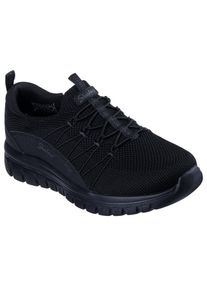 Slip-On Sneaker Skechers "GRACEFUL-PICTURE PERFECT", Damen, Gr. 35, schwarz (schwarz, uni), Lederimitat, Textil, Schuhe Slip-On Sneaker, Freizeitschuh, Slipper in veganer Verarbeitung