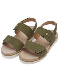 Keilsandalette Ara "KENT", Damen, Gr. 38, oliv, Ziegenveloursleder, unifarben, Schuhe Keilsandalette, Riemchensandale mit Zierschnalle, in Komfortweite G (= weit)