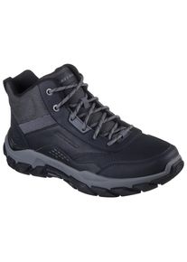 Trekkingschuh Skechers "SANTORO-HOPKINS", Herren, Gr. 45, schwarz, Leder, Mesh, Synthetik, Schuhe Trekkingschuh, Freizeitschuh, Schn&uuml;rboots mit Air-Cooled Memory Foam
