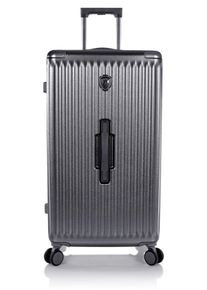 Hartschalen-Trolley Heys "Luxe, in verschiedenen Farben und Gr&ouml;&szlig;en", Damen, Gr. B/H/T: 42cm x 76cm x 34cm 92 l, grau (dunkelblaugrau), Polycarbonat, unifarben, Koffer Hartschalen-Trolley, Heys Hartschalen-Koffer Volumenerweiterung