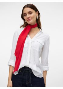 V&eacute;ro Moda Langarmbluse VERO MODA "VMLINN BUMPY LS SHIRT WVN NOOS", Damen, Gr. S, snow wei&szlig;, Web, Obermaterial: 55% Leinen, 45% Viskose, unifarben, regular fit Po-bedeckend, V-Ausschnitt, Blusen Langarmbluse, Viskosemischung, regular fit, mit Leinen