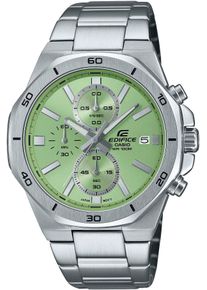 Chronograph CASIO EDIFICE, lindgr&uuml;n, edelstahlfarben, Armbanduhren, Herren, Chronograph, Quarzuhr, Armbanduhr, Herrenuhr, Edelstahlarmband, analog, Tag