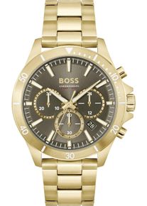 Chronograph BOSS "TROPER", gold (goldfarben), Armbanduhren, Herren, Chronograph, Quarzuhr, Herrenuhr, Armbanduhr, Stoppfunktion, Edelstahlarmband