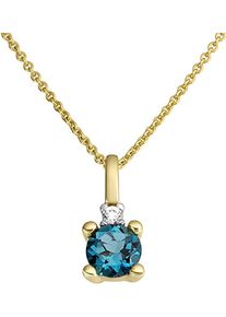Kettenanh&auml;nger Firetti "Schmuck Geschenk Gold 333 Halsschmuck Anh&auml;nger Kette Edelstein Solit&auml;r", bunt (gelbgoldfarben, wei&szlig;goldfarben, blau, blau), Schmuckanh&auml;nger, Damen, 0,02, Diamanten Gelbgold 333, 0,4 g, Diamanten, Gelbgold 333, Kettenanh&auml;nger, mit London Blue Topas - mit Diamant