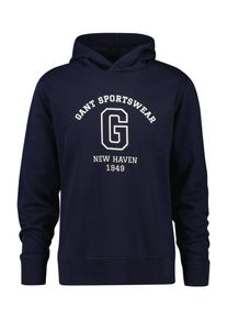 Hoodie Gant "GRAPHIC SWEAT HOODIE", Herren, Gr. M, blau (evening blau), Sweatware, Obermaterial: 80% Baumwolle, 20% Polyester, Rippb&uuml;ndchen, Sweatshirts Hoodie