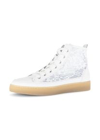 Plateausneaker Gabor, Damen, Gr. 42, wei&szlig;, Nappaleder, Textil, Schuhe Plateausneaker, Schn&uuml;rschuh, Freizeitschuh, High-Top-Sneaker mit modischer Stickerei