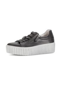 Plateausneaker Gabor, Damen, Gr. 40, grau (anthrazit), Kalbsleder, metallic, Schuhe Plateausneaker, Freizeitschuh, Halbschuh, Sch&uuml;rer in runder Form