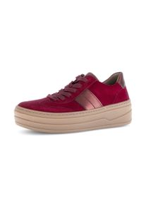Plateausneaker Gabor, Damen, Gr. 41, rot (bordeaux), Kalbsleder, Ziegenveloursleder, Schuhe Plateausneaker, Schn&uuml;rschuh, Freizeitschuh, Halbschuh mit Besatz in Metallicoptik