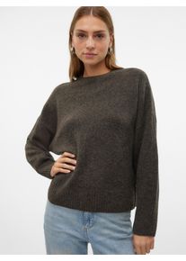 V&eacute;ro Moda Strickpullover VERO MODA "VMBOOM LS O-NECK PULLOVER GA NOOS", Damen, Gr. XS, braun (chocolate torte detail:melange), Strick, Obermaterial: 85% Polyester, 7% Polyacryl, 5% Wolle, 3% Elasthan, meliert, loose fit normal, Rundhals, Rippstrickb&uuml;ndchen, Pullover Strickpullover