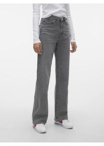 V&eacute;ro Moda High-waist-Jeans VERO MODA "VMTESSA HR WIDE JEANS RA206 GA NOOS", Damen, Gr. 27, L&auml;nge 30, blau (medium grau denim), Denim/Jeans, Obermaterial: 99% Baumwolle, 1% Elasthan, unifarben, weit, Jeans High-waist-Jeans
