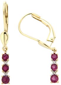 Paar Ohrh&auml;nger Firetti "Schmuck Geschenk Gold 333 Ohrschmuck Patentbrisur Farbstein Edelstein", gold (gelbgoldfarben, rot, rot), Ohrringe, Damen, 0,02 P2 = erkennbare Einschl&uuml;sse, Diamanten Gelbgold 333, Diamanten, Gelbgold 333, Paar Ohrh&auml;nger, mit Rubin - mit Brillant