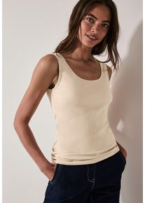 Tr&auml;gertop Cecil "Style Linda", Damen, Gr. XL (44), lila (pearl beige), Jersey, Obermaterial: 100% Baumwolle, unifarben, regular fit taillenbedeckt, Rundhals, Tops Tr&auml;gertop, mit tiefem Rundhalsausschnitt