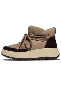 Winterboots fitflop "F-MODE", Damen, Gr. 38, braun (taupe), Leder, Polyester, kontrastfarbene Details, Schuhe Winterboots, Snowboots, Schlupfboots mit Plateau