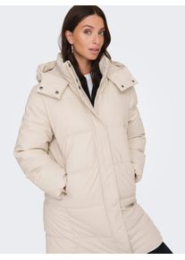 Steppmantel Only "ONLAGNES COATED PUFFER COAT OTW", Damen, Gr. M, pumice stone, Steppware, Obermaterial: 100% Polyester, unifarben, ca. Mitte Oberschenkel, M&auml;ntel Steppmantel