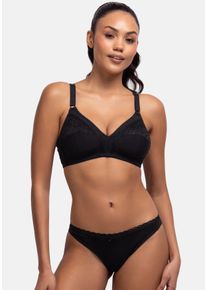 Bralette-BH Dorina "Monica", Damen, Gr. 100, Cup C, schwarz, Spitze, Obermaterial: 88% Baumwolle, 9% Polyamid, 3% Elasthan, leicht transparent, unifarben, bequem, BHs Bralette-BH, mit Spitzeneins&auml;tze an den Cups, ohne B&uuml;gel, bequem