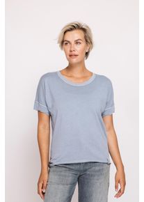 Rundhalsshirt Zhrill "RAHEL T-Shirt", Damen, Gr. M, light blau, Single Jersey, Obermaterial: 100% Baumwolle, washed, regular fit normal, Rundhals, Shirts Rundhalsshirt, vorgewaschene Optik, Regular Fit