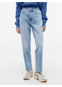 Mom-Jeans Tommy Jeans "MOM JEAN UH TPR", Damen, Gr. 32, L&auml;nge 30, denim light, Denim/Jeans, Obermaterial: 81% Baumwolle, 18% Lyocell, 1% Elasthan, unifarben, lang, Jeans Mom-Jeans, Tapered Mom Jeans mit ultrahohem Bund