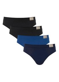 Slip Sloggi "Slip GO Natural Brief C4P 4er Pack", Herren, Gr. XL, bunt (schwarz, blau), Obermaterial: 95% Baumwolle CO. 5% Elasthan EL., Unterhosen Slip
