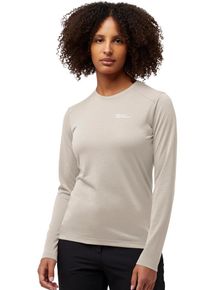 Langarmshirt Jack Wolfskin "VONNAN LS T W", Damen, Gr. M (38/40), beige (palesand), Obermaterial: 100% Polyester, Shirts Langarmshirt
