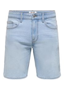 Only & Sons Shorts ONLY & SONS "ONSWEFT BOX PIM DNM SHORTS OTL", Damen, Gr. XL, N-Gr, light blau denim, Web, Obermaterial: 50% Baumwolle, 30% Polyester, 18% Viskose, 2% Elasthan, unifarben, regular fit knielang, Hosen Shorts