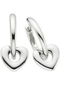 Paar Creolen "Schmuck Geschenk Ohrschmuck Ohrringe mit Herzeinh&auml;nger", silber (silberfarben), ANISTON JEWELRY & WATCHES, Ohrringe, Damen, 15,6mm, Silber 925 (Sterlingsilber), Paar Creolen, Einh&auml;nger abnehmbar