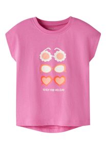 T-Shirt name it "NMFVIGEA CAPSL TOP", M&auml;dchen, Gr. 104, strawberry moon print:sunglasses, Jersey, Obermaterial: 100% Baumwolle, bedruckt, normal normal, Rundhals, angeschnitten, Shirts T-Shirt, Baumwolle, regular fit