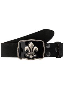 Lederg&uuml;rtel RETTUNGSRING G&Uuml;RTEL, Damen, Gr. 110, schwarz, Leder, unifarben, G&uuml;rtel Lederg&uuml;rtel, mit austauschbarer Schlie&szlig;e &raquo;Lilie Silber Schwarz&laquo;
