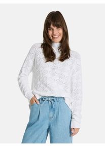 LIEBLINGSST&Uuml;CK Strickpullover LIEBLINGSST&Uuml;CK "ColineL", Damen, Gr. 48, wei&szlig; (sanftes wei&szlig;), Strick, Obermaterial: 60% Baumwolle, 40% Polyacryl, unifarben, normal, Rundhals, Rippstrickb&uuml;ndchen, Pullover Strickpullover, mit Ajourmuster