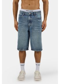 Jeansshorts Pegador "Kolar Jorts", Damen, Gr. 32, N-Gr, sprayed washed blau, Denim/Jeans, Obermaterial: 100% Baumwolle, Abriebeffekte, regular fit ca. Mitte Oberschenkel, Jeans Jeansshorts, Baumwolle, regular fit