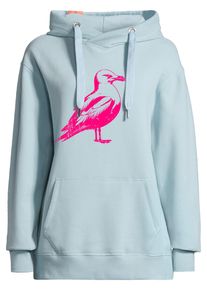 Kapuzenpullover SALZHAUT "Hoodie ODDEBODJE UNISEX - M&ouml;we", Herren, Gr. L, blau (breeze), Obermaterial: 100% Baumwolle CO., Pullover Kapuzenpullover